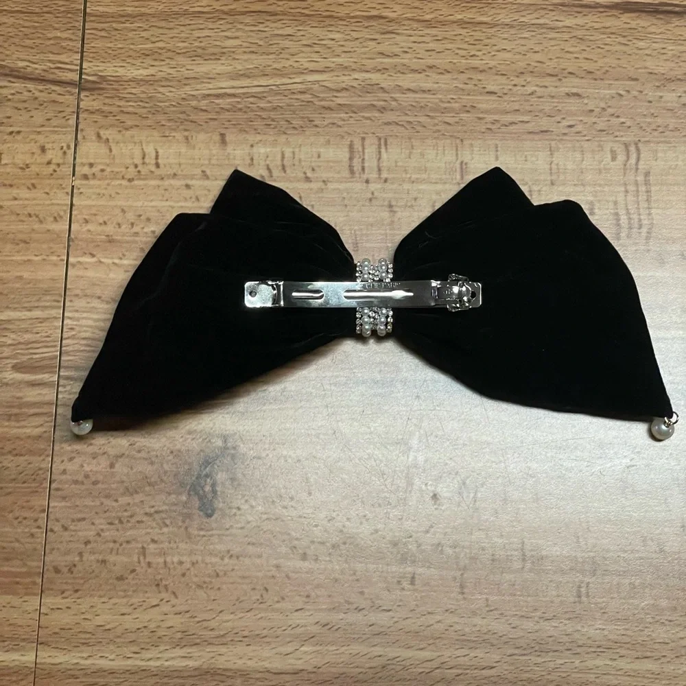 Oversized Black Velvet Bow French Barrette Hair Clip